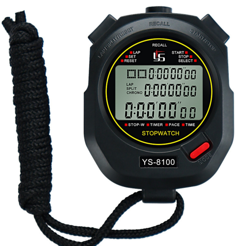 3x-100m geheugenstopwatch, zwart