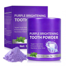 Purple Powder Teeth Whitening - Removes Coffee, Tea Food Stains, No Sensitivity, Fresh Mint Flavor Breath Freshener