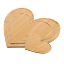 3pcs Heart Shaped Bamboo Cutting Board Serving Tray for Kitchen