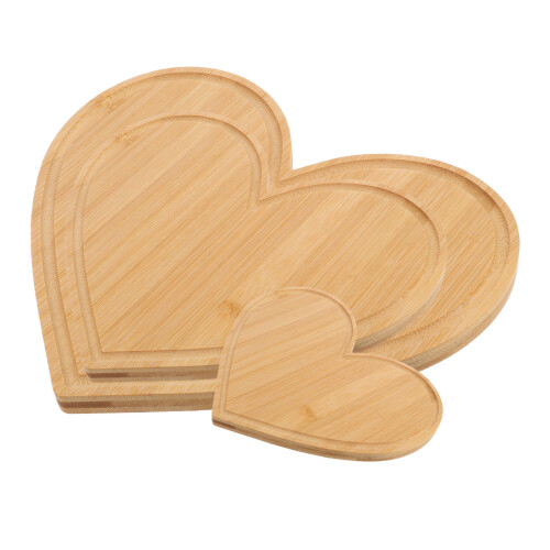 3pcs Heart Shaped Bamboo Cutting Board Serving Tray for Kitchen