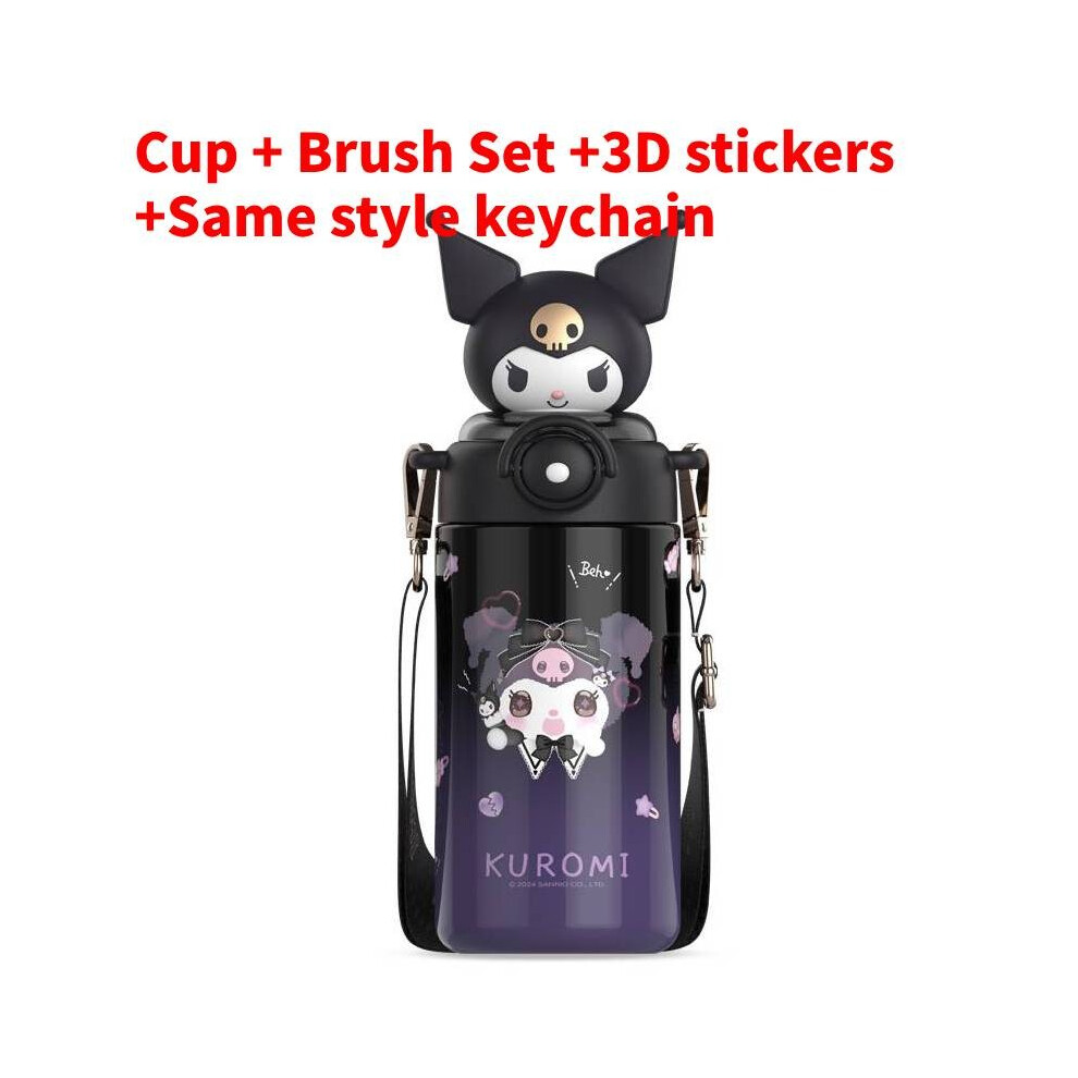 (Kuromi,  Keychain) Sanrio Stitch Melody Portable Insulated Bottle With Lock And Cup Design Bubble-image-OPC-PKK5B2N-NEW