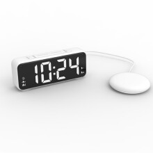 (White ) Digital Adults Modern Loud Alarm Clock With Bed Shaker Heavy Sleepers For