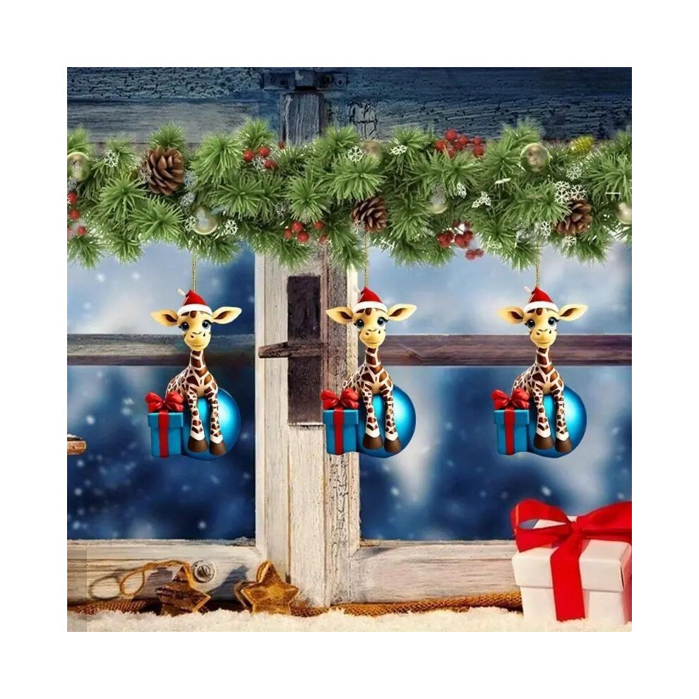 Cute Cartoon Giraffe Gift Pattern Acrylic Pendant For Decoration Car Accessories-image-OPC-PKK5GGC-NEW