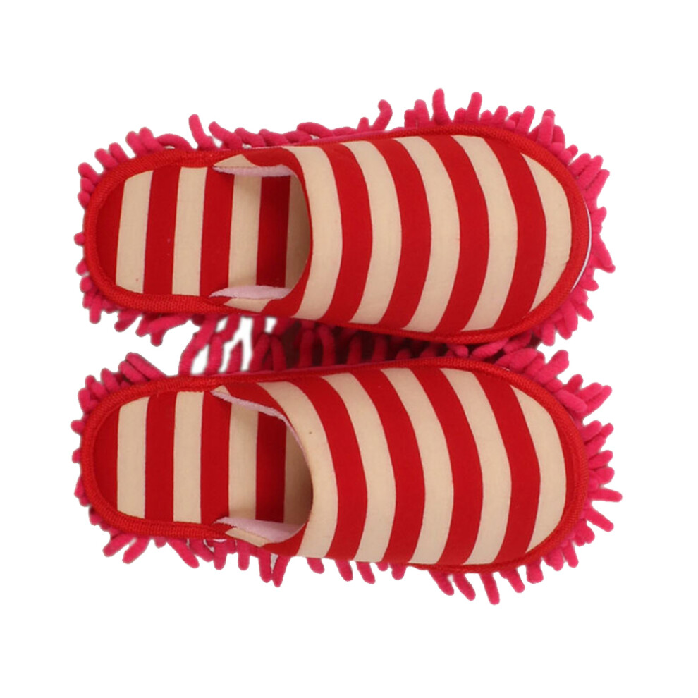 1 Paar Chenille Reinigingsslippers Hoes Voor Thuis Gebruik Rood Maat L-image