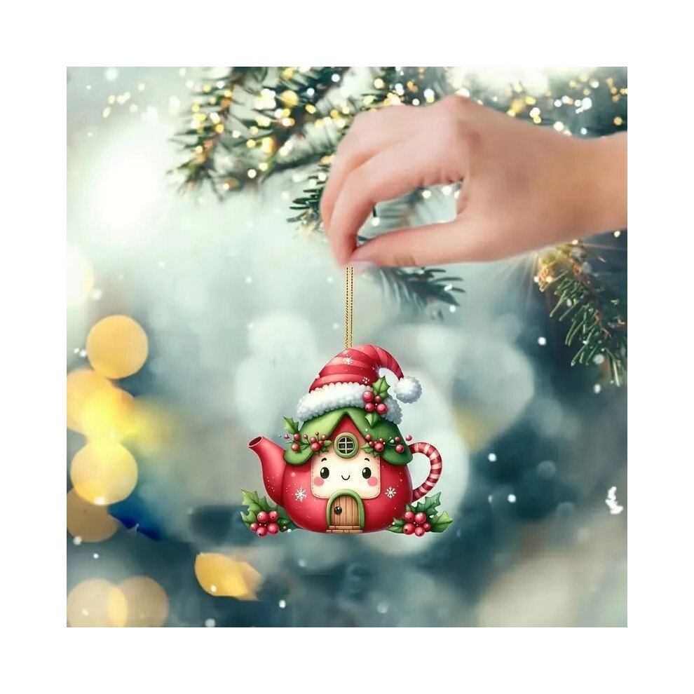 Cute Cartoon Kettle Pattern Acrylic Pendant For Christmas Decoration Car And-image-OPC-PKK5MTQ-NEW