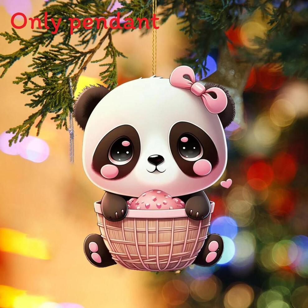 (F) Cute Cartoon Bamboo Basket Panda Pattern Acrylic Pendant For Decor Christmas-image-OPC-PKK5N5K-NEW