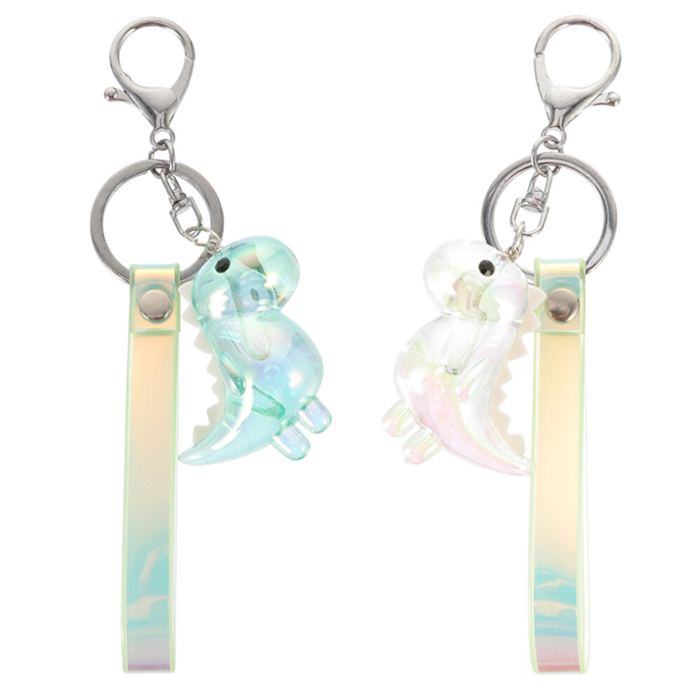 2Pz Portachiavi Dinosauro Metallo E Pu Multicolore Per Borse E Chiavi