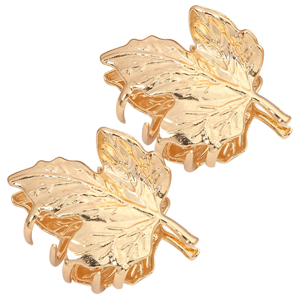 2Pz Clip Per Capelli In Metallo Dorato Foglia, Articoli Donna Eleganti-image