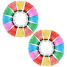 24 plastic badmintonballen, kleurrijk, lichtgewicht