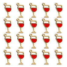 20Pcs Alloy Red Wine Glass Pendant Charms Multi Color for DIY Jewelry