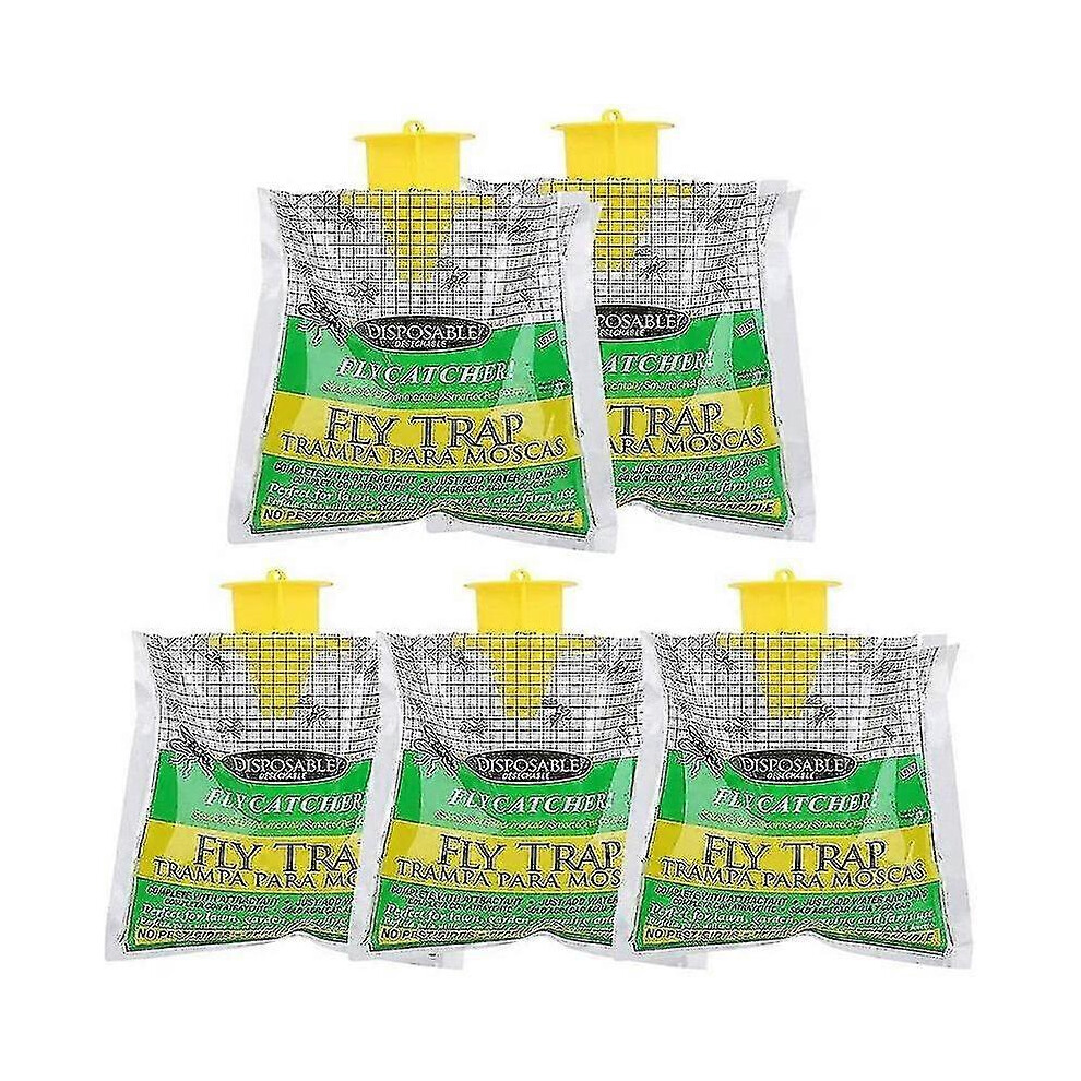 5 Pack Outdoor Fly Trap Bags with Bait, Disposable Hanging Fly Catcher for Ranch Use-image-OPC-PKK6JZQ-NEW
