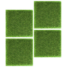 4 unidades de mini tapete de grama falsa para decoração