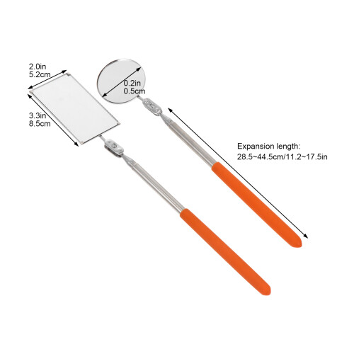 2Pcs Car Telescoping Inspection Mirror For Viewing Dead Angles 1