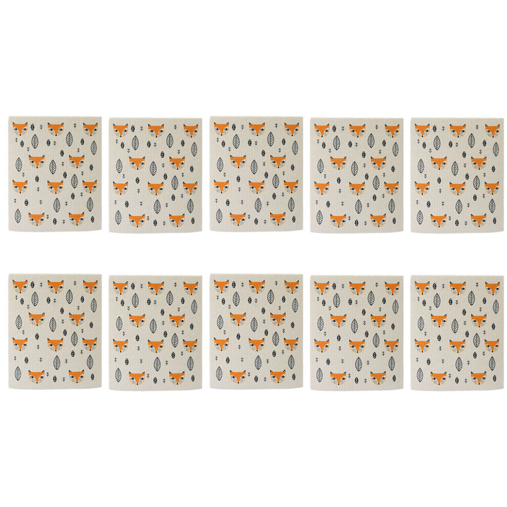 (Fox) 10 Pcs Dishcloth Cleaning Cloth Home Accessories High Efficiency Dish-image-OPC-PKK7TW7-NEW