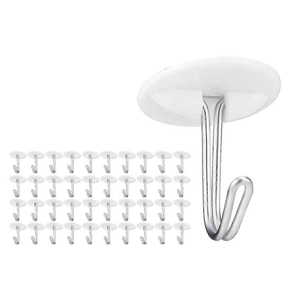 50 Pcs Adhesive Ceiling Hooks for Classroom Decor Hanging - White Sticky Plastic, No Drill, Drop Ceiling Hangers-image-OPC-PKK7VX2-NEW