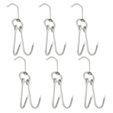 6 vleeshaken dubbele drooghaak eend grillhangrek 3,5 cm 24,5 cm