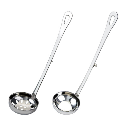 2 servierlöffel mit haken, langem griff, 6 cm
