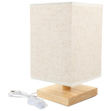 nachttischlampe tischlampe holzsockel stoffschirm wohnaccessoire