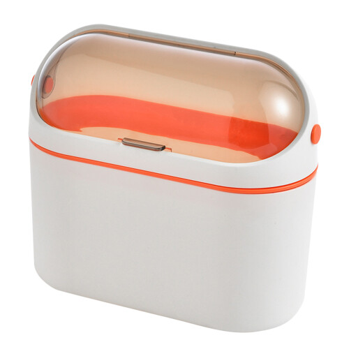 Orange Hanging Trash Can with Lid Wall-Mounted Kitchen Waste Bin