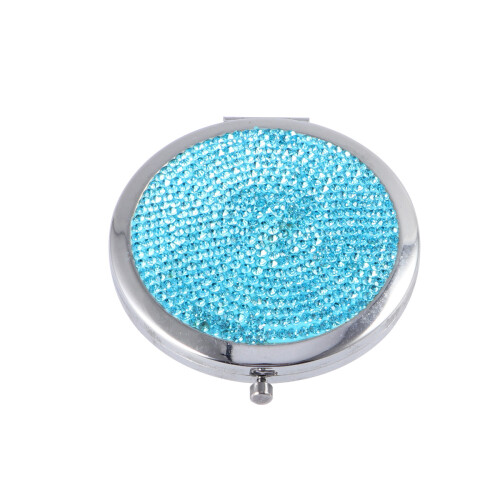 1Pc Compact Blue Makeup Mirror Folding Pocket Mirror High Definition