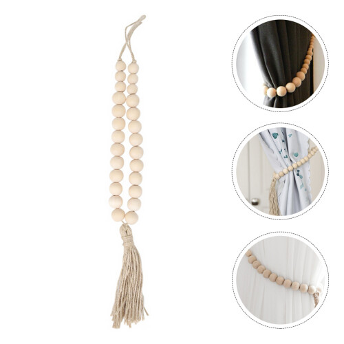 1 handstrick-vorhangband mit holzperle und quaste 1