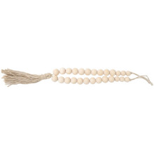 1 handstrick-vorhangband mit holzperle und quaste