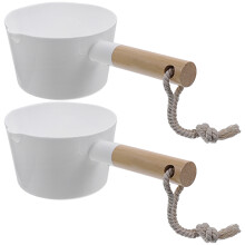 2Stk Kelle Mit Holzgriff Langer Henkel Plastik Wasserlöffel Bunt
