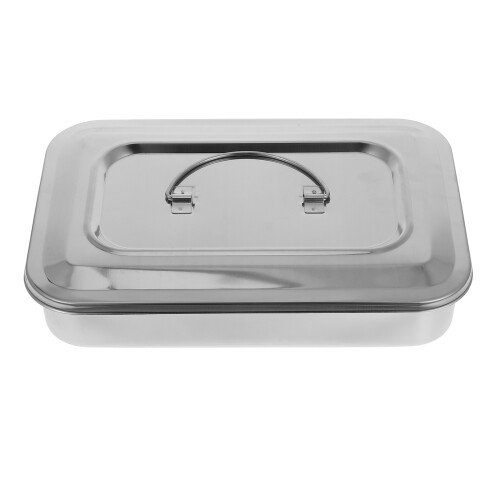 de esterilización con tapa, caja inoxidable cuadrada