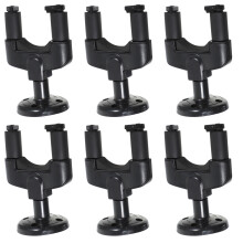 6Pcs Black Guitar Hangers Wall Mount Auto Locking with Rubber Grip