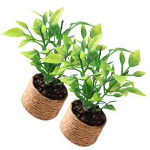 2 mit topfpflanzen, künstliche pflanzen für miniaturen