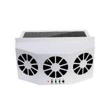 Solar Car Cooling Air Fan, 2400mAh Solar and Battery Powered Exhaust Car Cooling Fan with 3 Coolers for Automotive Vehicles