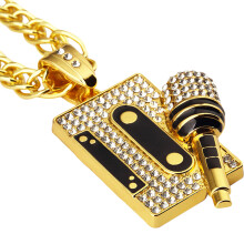 Gouden Hip Hop Ketting Stijlvolle Microfoon Hanger Hem