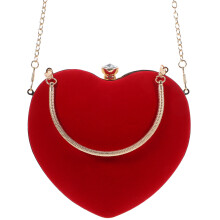 herzförmige handtasche mit kette, abendclutch für damen (rot)