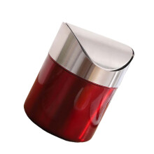 1 stück desktop-abfalleimer aus edelstahl, kompakt (rot + silber)