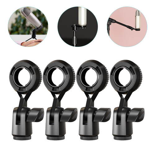 4Pièces Supports Microphone Plastique Noir Pour Bureau Usage Maison 2