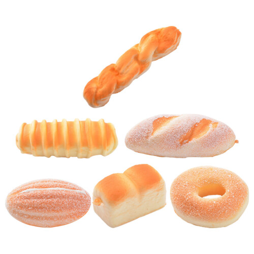 6 pcs pu simulated bread models for bakery photo props (yellow) 2