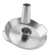 grillhähnchenhalter mit grillrost und bratpfanne für hähnchen silber
