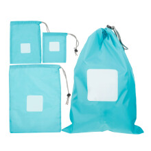 4Stk Reise Wasserdichte Beutel Blau Nylon Kordelzug Aufbewahrung