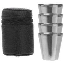 4 30 ml becher für wein, bier, whisky, mit ledertasche