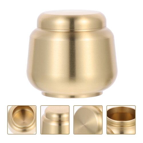 Copper Round Mini Ashes Urn Simple Decorative Copper Ashes Storage Jar 2
