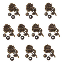 10 pezzi fibbie in zinco forma rosa, chiusura borse, base bronzo