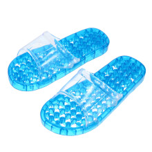 1Pair Blue Open-Toe PVC Massage Shower Slippers Hollow Draining Indoor