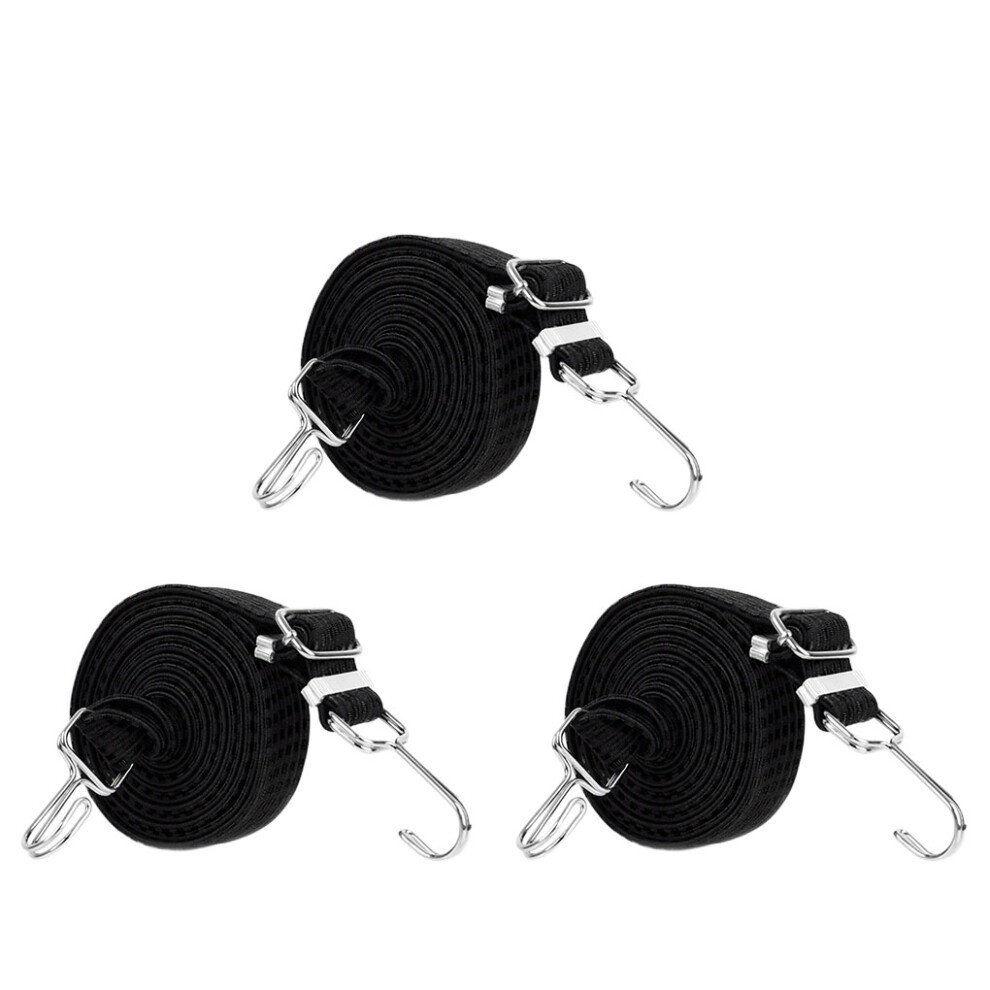 (Black) 3 Pieces Motorcycle Bungee Cord Carbon Steel Hook Heavy Duty Rope-image-OPC-PKKCBVP-NEW