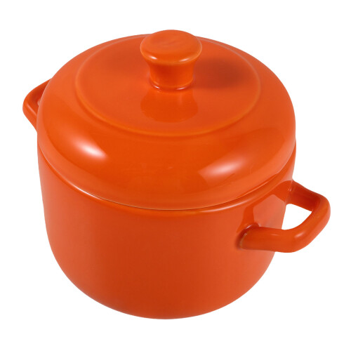 Pot En Céramique Orange Compact Pour Cuisson