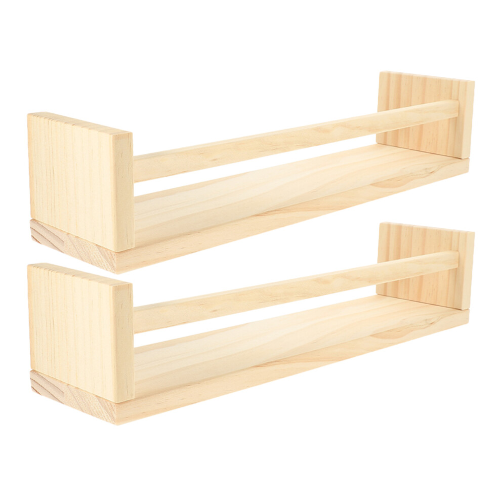 2Pcs Rustic Wooden Wall Floating Shelves For Bedroom Kitchen Storage 3224050298638