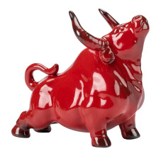 Rood Keramisch Stierenbeeld Feng Shui Carrière Decoratie