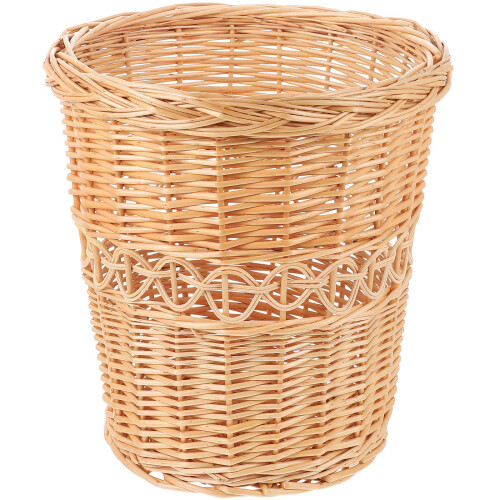 Wicker Trash Can Rectangular Light Yellow 1 Piece
