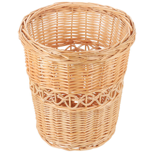 Wicker Trash Can Rectangular Light Yellow 1 Piece 2