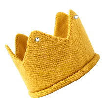 Strickmütze für Babys, , kronenförmig, mit Stirnband (Gelb)
