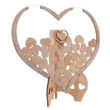 1 Set Heart-Shaped Wooden Guest Book Frame Wedding Decor